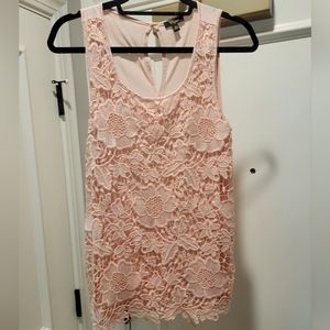 Lace cotton tank top- pink